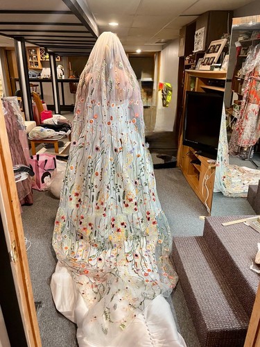 Wedding veil chapel length - wedding, 90"