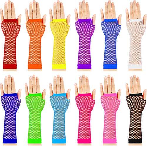 Colour fishnet gloves - fishnet, lace