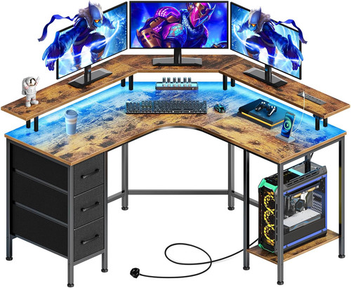 Shaped gaming desk - gaming, desk,