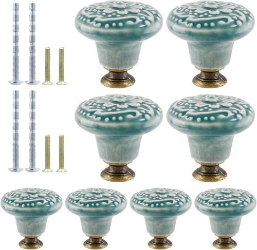8pcs green ceramic knobs - 8pcs,