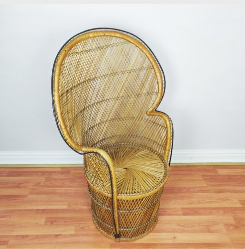 Wicker peacock chair vintage - wicker,