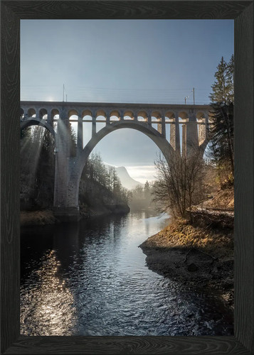 Stone arch bridge over river - stone,