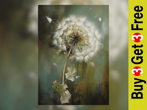 Dandelion clock oil painting - clock,