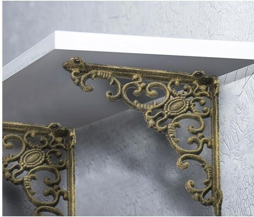 Vintage brass brackets shelf - vintage,