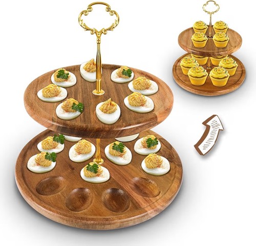 Double wooden deviled egg - double,