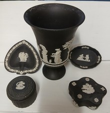 Selection of Black Wedgewood Jasper Ware Vases