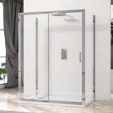 Sliding Door 3-Sided Shower Enclosure with Side Panels Walk In Cubicle 6mm Glass