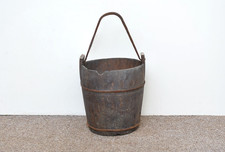 old vintage wooden rice bucket