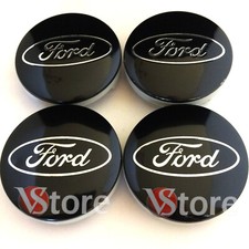 4 Tappi Coprimozzo per Cerchi in Lega Compatibili per Ford 54 mm Nero Metallo