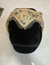 VINTAGE BRIDAL HEADPIECE BEADED TIARA AND VELVET CAP COOL ITEM-WE SHIP FAST