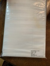 THE COMPANY STORE 100% SUPIMA COTTON KING FLAT SHEET - WHITE WIDE STRIPE VINTAGE