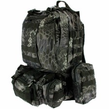 50L Molle Tactical Black Camo Military Army Rucksack Backpack Camping Hiking Bag