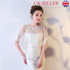 Lady Bridal Wedding Lace Shrug Wrap Shawl Jacket Cape Floral Scarf Tulle Elegant