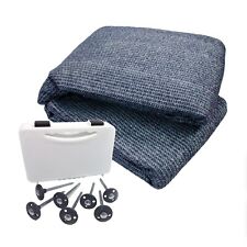 Breathable Awning Carpet Groundsheet & Pegs Camping Outdoors Blue/Grey