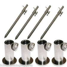 4 x Stage Stands + 4 x 30-50cm Stainless Steel Banksticks Platform Carp Fishing