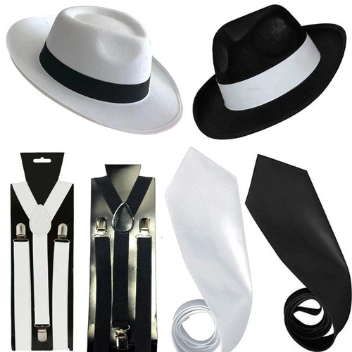 Men gangster hat tie - men, braces