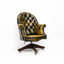 Chesterfield Office Chair Executive Chair Leather Vintage Green England