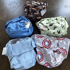 Bum Genius Moonbeam Blue Pocket Snap Cloth Diaper & 4 More Lot With Liners EUC