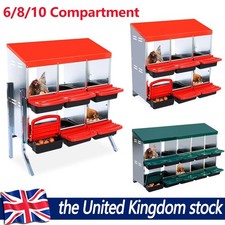 6/8/10-Compartment Chicken Nest Box Roll Away Laying Boxes with Nesting Boxes