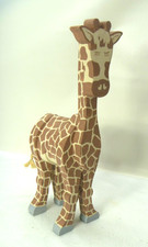 Hand Painted Wooden Giraffe Figurine African Zoo Animal Nursery Vintage 13.5"