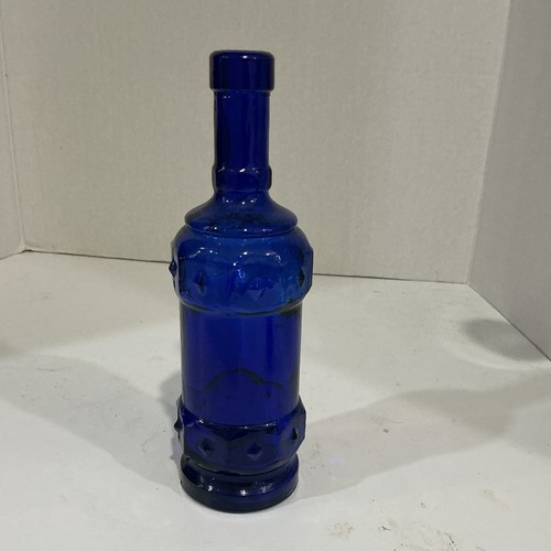 Blue glass bottle vase - glass, made