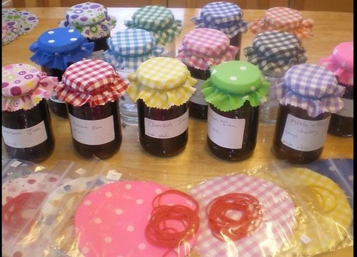 Jam jar covers gingham fabric - jam,
