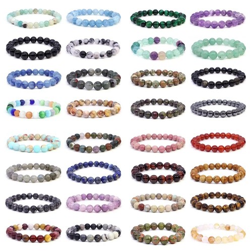 Natural stone beads bracelet - natural,