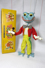 Unusual Vintage Pelham Puppet SL " FROG " in blue, good condition, original box.