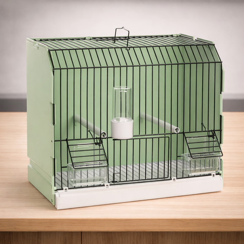 Green show bird cage with - green,