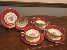 Hammersley "KING" Pattern #4168 ~ Set of 4 ~ Cream Soup Bowls w/Saucers