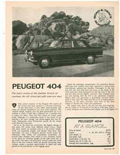1965 PEUGEOT 404 ~ ORIGINAL 3-PAGE ROAD TEST / ARTICLE / AD