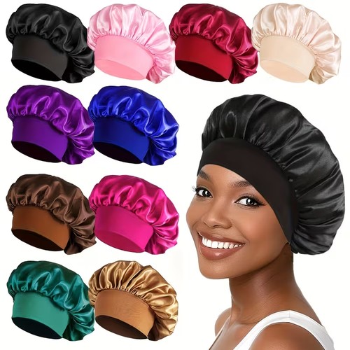 Satin bonnet night sleep hat - night,