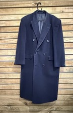Vintage 80s Wool & Cashmere Douglas  double breasted Coat. Navy. Size large.