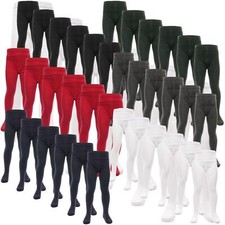 Kids Girls Cotton Rich Uniform School Tights Pack Of 6 Warm Thick Schoolwear