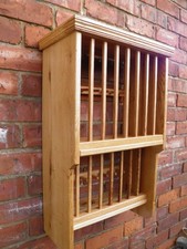 Solid Oak Plate Rack With Peg Rail