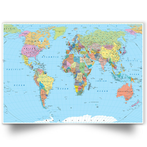 World map poster laminated - world,