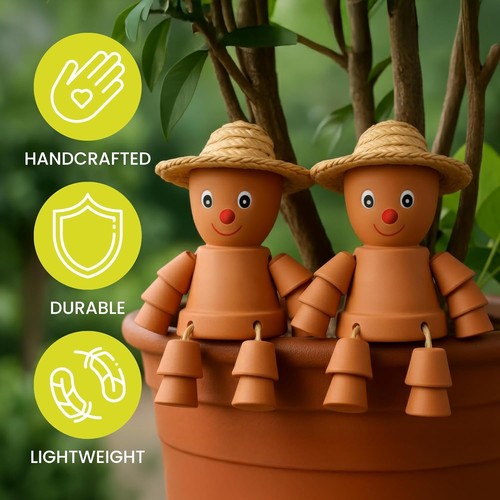 Terracotta flower pot men - flower,