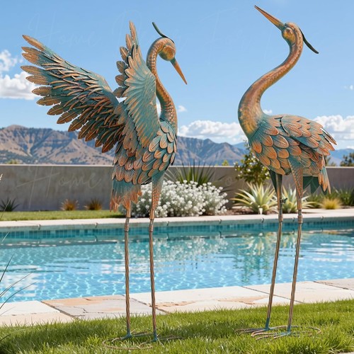 Large crane garden statue - 2,
