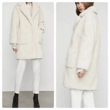 BCBGMAXAZRIA Willow Faux Fur Shearling Coat Ivory