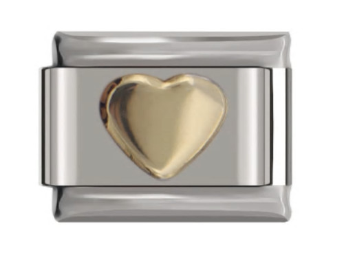 Gold heart italian charm - italian, link