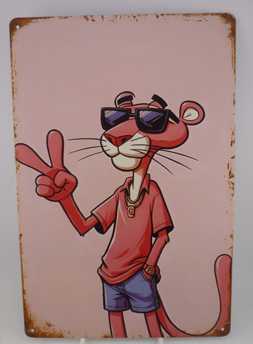 Pink panther peace sign metal - pink,