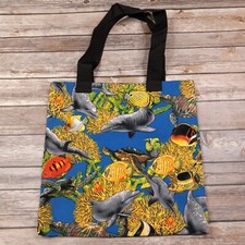 Sea Life Tote Bag Dolphin Turtle Fish Coral 14  x 14.25 