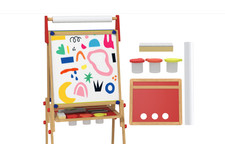 2-in-1 Kids Easel with Whiteboard & Chalkboard, Storage Boxes, Adjustable Height