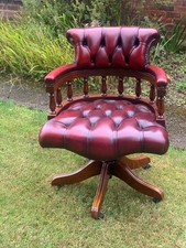 Vintage Leather Chesterfield Captains Swivel Desk Chair