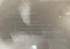 Field Marshall Tractor Air Cleaner Instruction Sticker