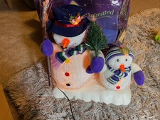 Vintage  Fibre Optic Moving  Xmas Snowman  Rare Mains Powered