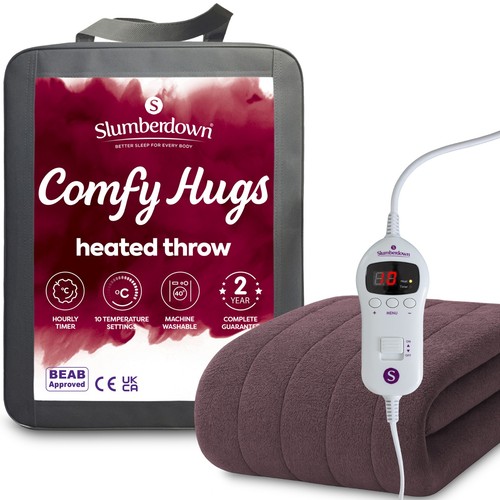 Heated throw blanket plum - throw, in