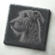 Irish Wolfhound Dog Engraved Slate Coaster, Present Gift