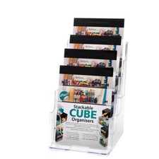 Clear Multi-Tier Leaflet and Brochure Holder - Portrait - 4 pockets, A5