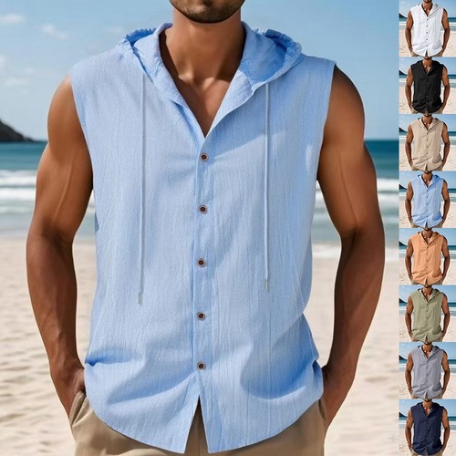 Men cotton linen hoodies - men's,